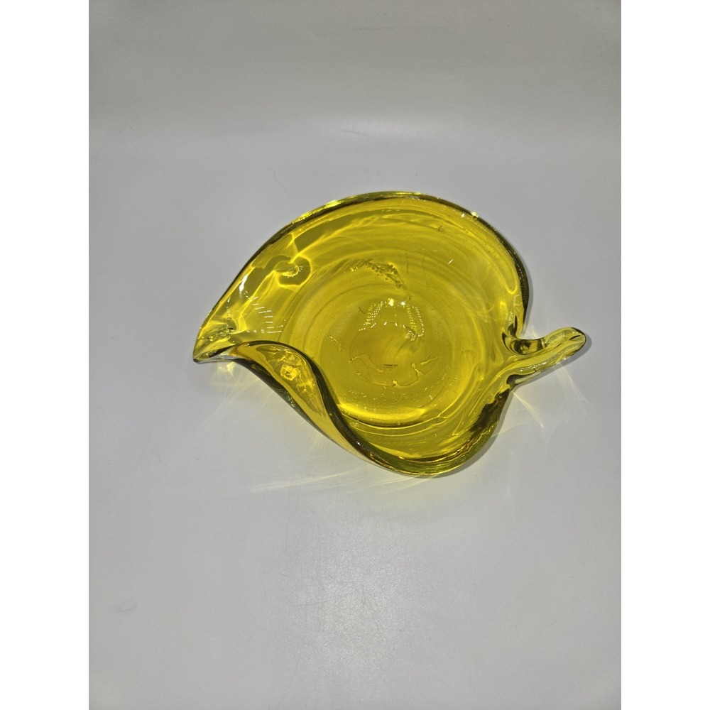 Vintage Murano Yellow Art Glass Leaf‎ Bowl